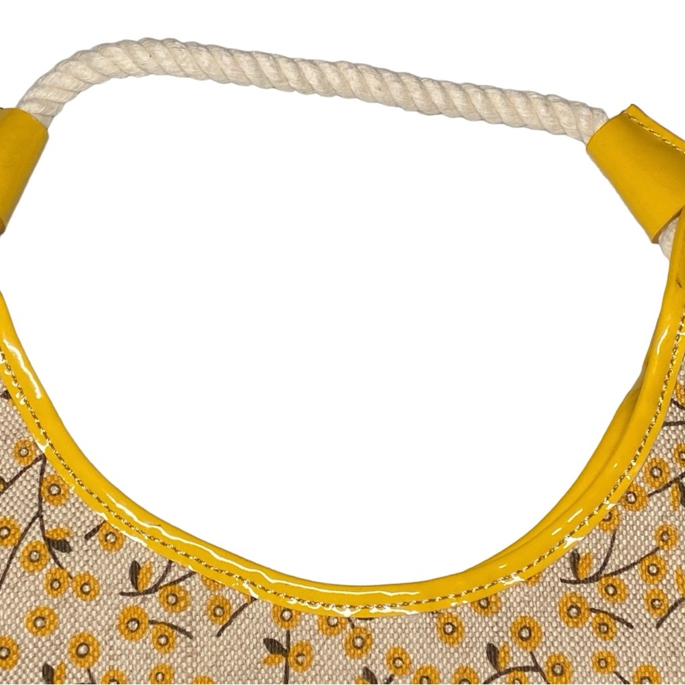 New Rafe Floral Print Yellow Handbag Rope Handle Hobo - Picture 4 of 8